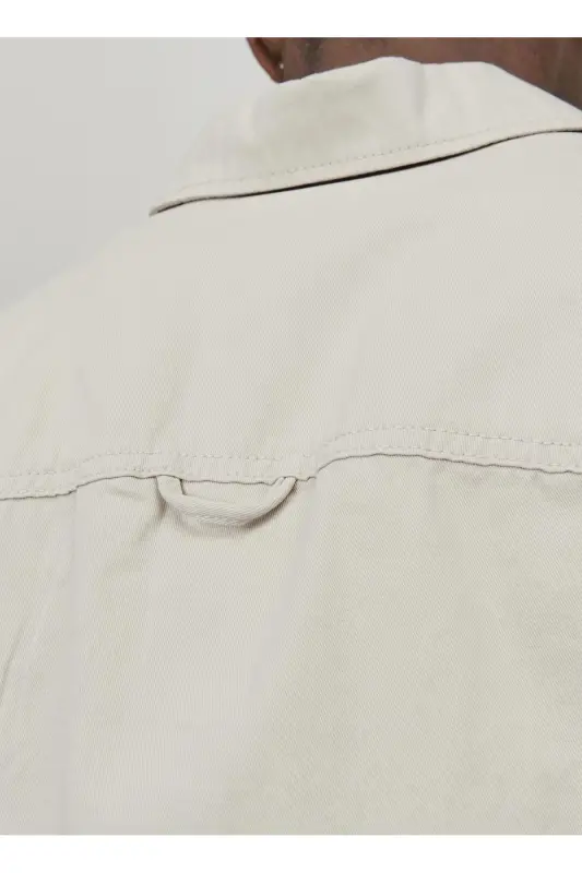 Relaxed cream men's shirt JCOCOLLECTIVE ZAC OVERSHIRT LS SN - 7