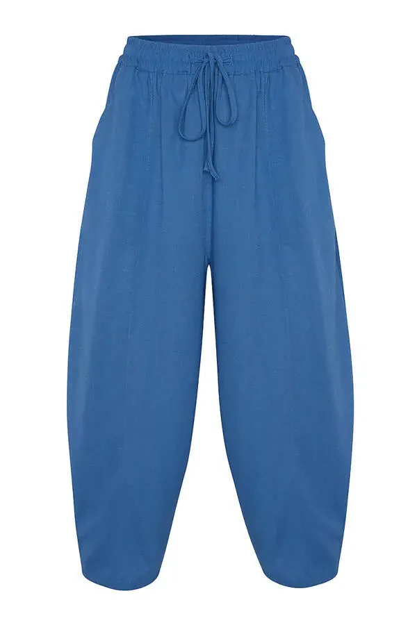Relaxed Fit Basic Trousers - Blue - 1