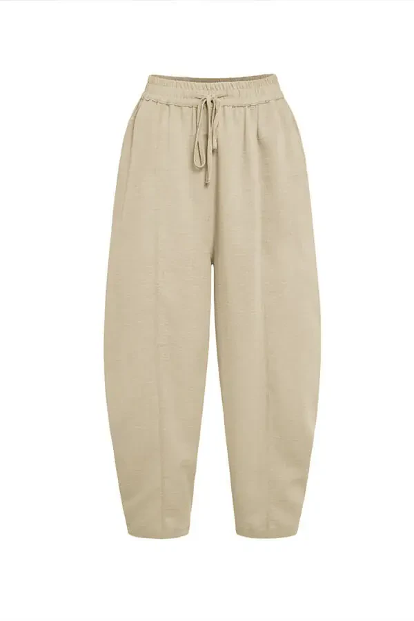 Relaxed Fit Basic Trousers-Mink - 1
