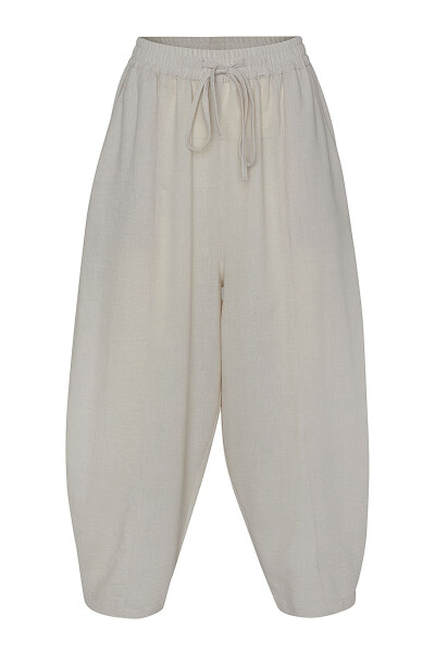 Relaxed Fit Basic Trousers-Stone 