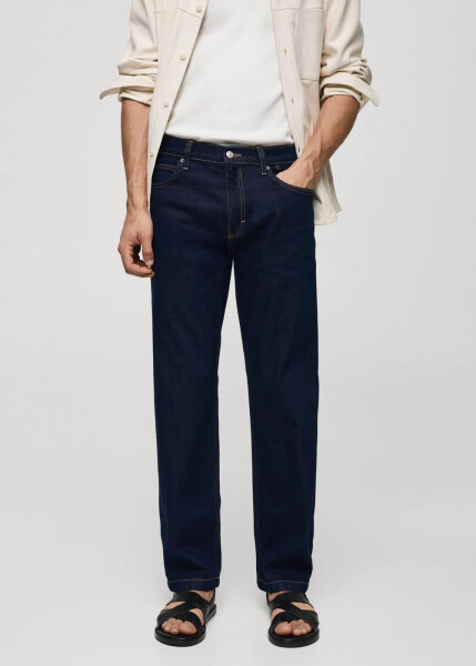 Relaxed fit dark wash jeans - 12