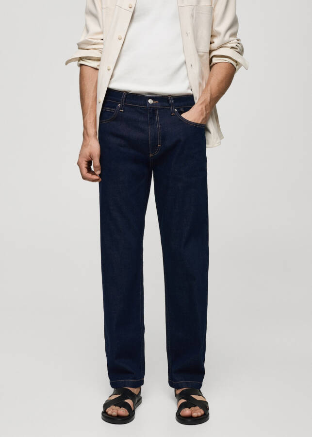 Relaxed fit dark wash jeans - 7