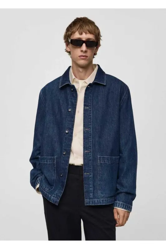 Relaxed Fit Denim Shirt Jacket - MANGO MAN