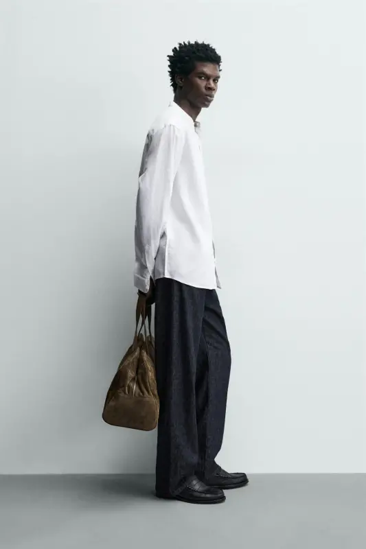 RELAXED FIT KETEN - PAMUKLU GÖMLEK-Beyaz - 4