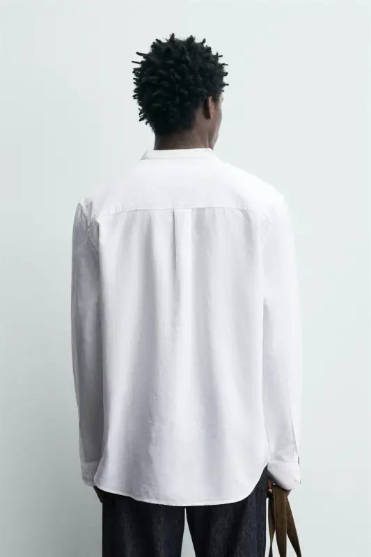 PAMUKLU KETEN GÖMLEK-Beyaz - 3