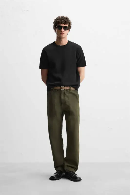 RELAXED FIT KNIT T-SHIRT-Black - 1