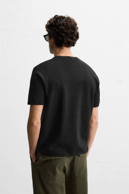 RELAXED FIT KNIT T-SHIRT-Black - 3