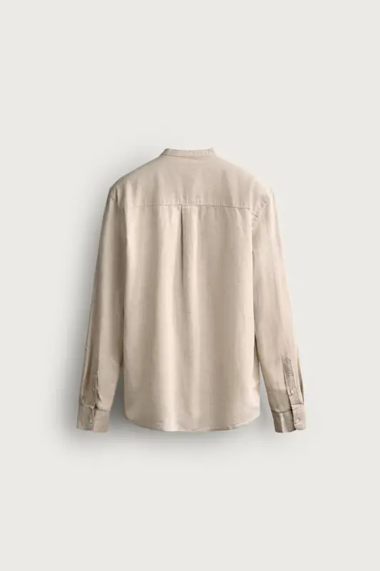 RELAXED FIT LINEN AND COTTON SHIRT-Light beige - 2