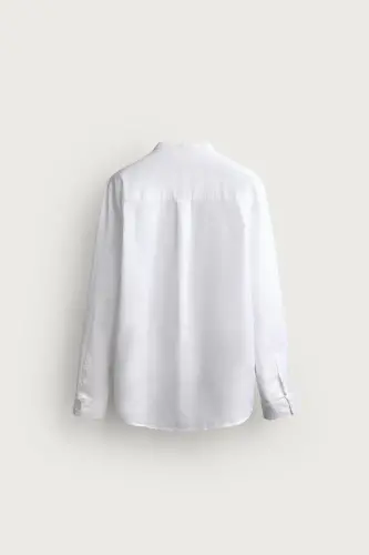 RELAXED FIT LINEN AND COTTON SHIRT-White - 2
