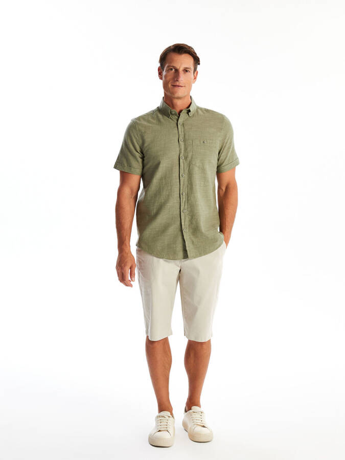 Relaxed Fit Men's Bermuda Shorts-Beige - 1