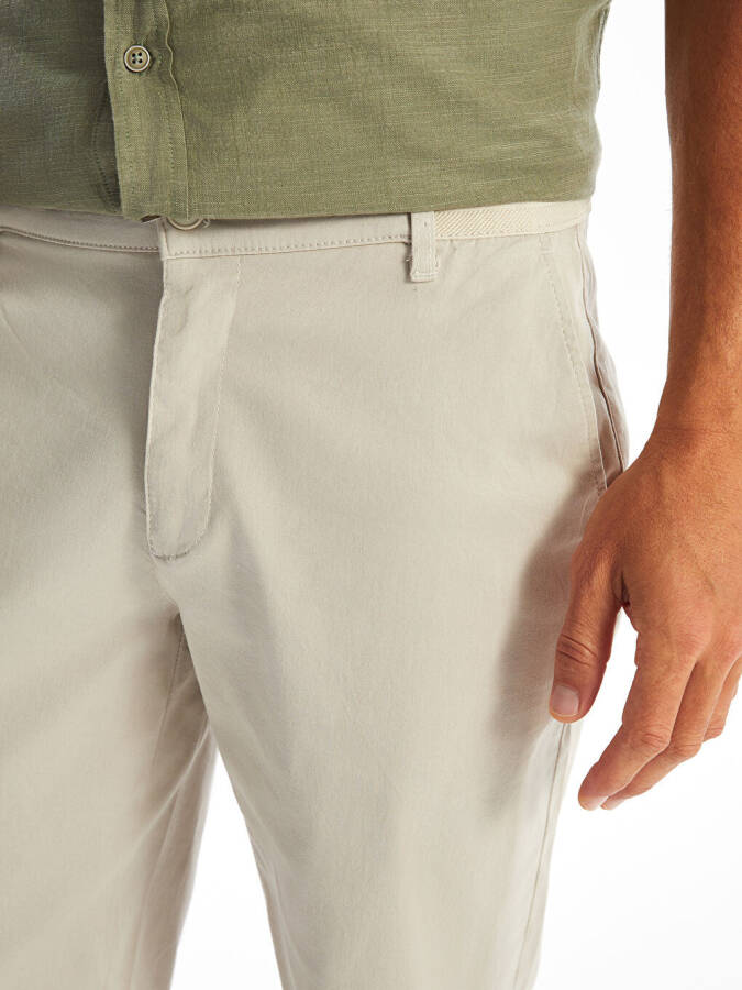 Relaxed Fit Men's Bermuda Shorts-Beige - 3