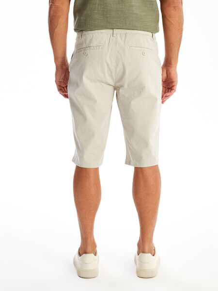 Relaxed Fit Men's Bermuda Shorts-Beige - 4