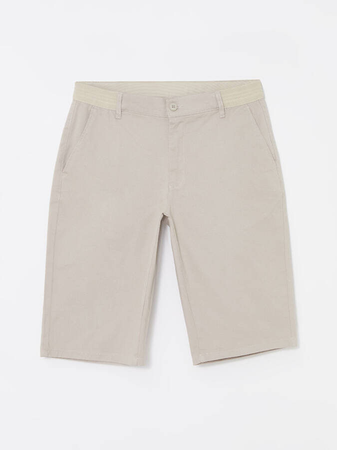 Relaxed Fit Men's Bermuda Shorts-Beige - 5