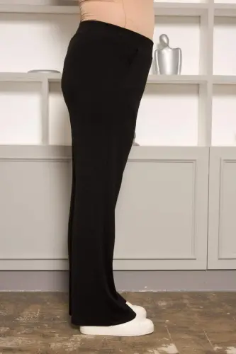 Relaxed Fit Plus Size Basic Trousers Black - BÜYÜKBEDENIZ (1)