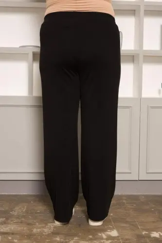 Relaxed Fit Plus Size Basic Trousers Black - 5