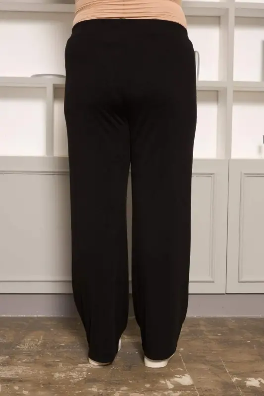 Relaxed Fit Plus Size Basic Trousers Black - 5