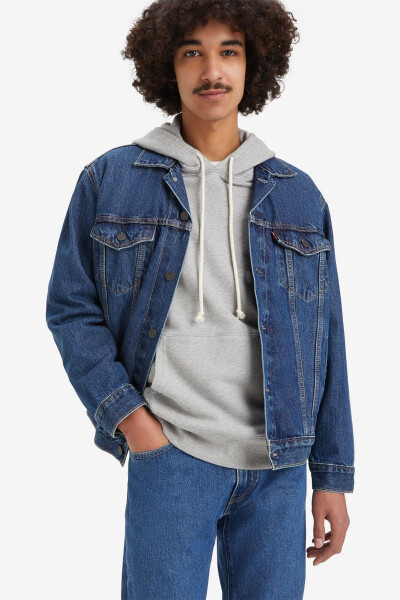 Relaxed fit trucker, Little Fighter men's blue denim jacket. - 3