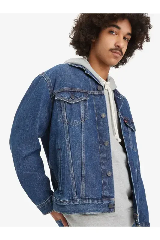Relaxed fit trucker, Little Fighter men's blue denim jacket. - 3