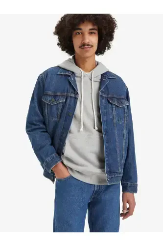 Relaxed fit trucker, Little Fighter men's blue denim jacket. - 4