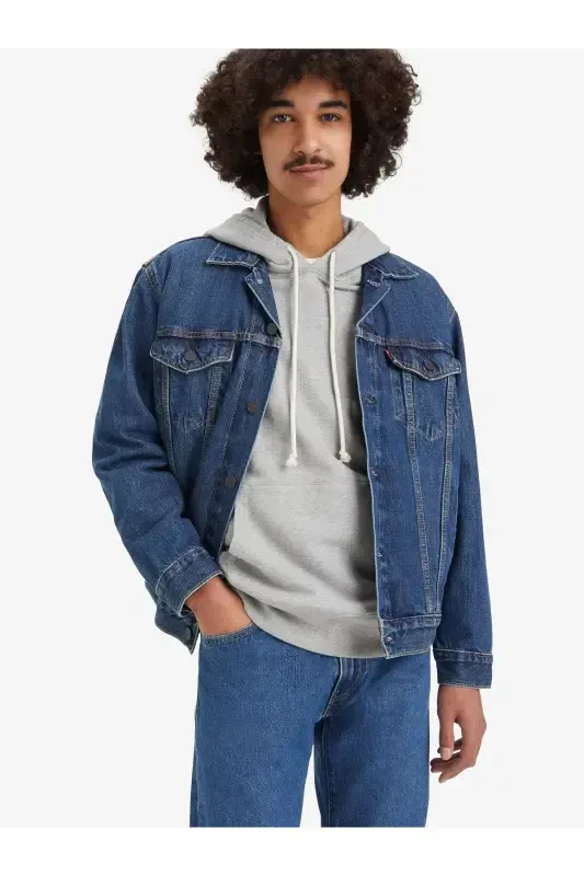 Relaxed fit trucker, Little Fighter men's blue denim jacket. - 4