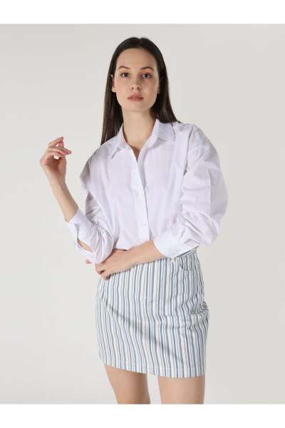 Relaxed fit white long sleeve shirt for women - 5