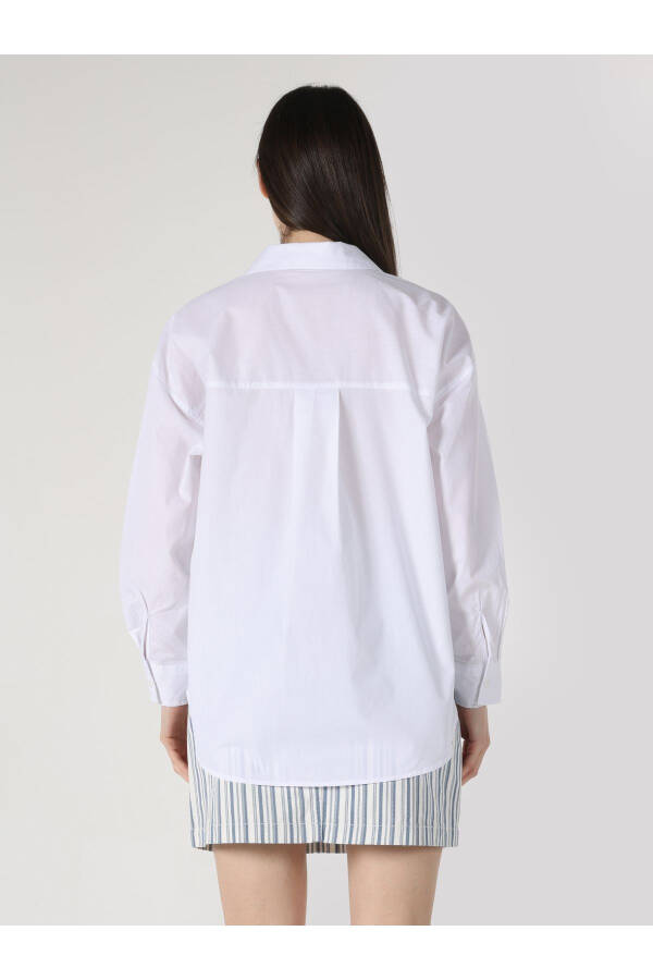 Relaxed fit white long sleeve shirt for women - 6