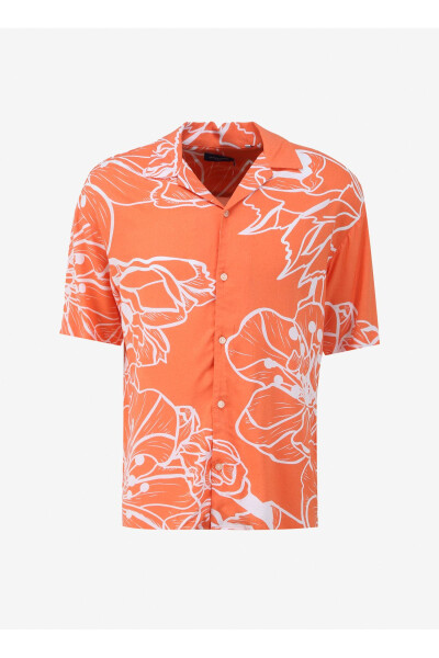 Relaxed Orange Men's Shirt JORJEFF GALLERY AOP RESORT SHIRT SS - JACK & JONES