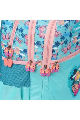 Relaxion Butterfly Figured Turquoise - Powder Pink Primary School Bag and Lunch Box-Powder - 4