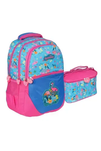 Relaxion Flamingo Figurali Turkuaz - Pushti Qiz Bola Boshlang'ich Maktab Sumkasi Va Tushlik Qutisi-TURKUAZ PUSHTI FLAMINGO - 1