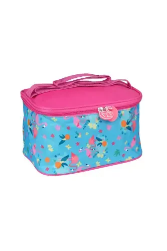 Relaxion Flamingo Figured Turquoise-Pink Girl Primary School Bag and Lunch Box-TURQUOISE PINK FLAMINGO - 3