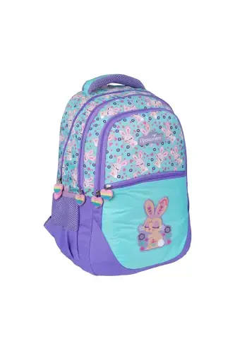 Relaxion Turkuaz Va Binafsha Rangli Quyon Naqshli Boshlang'ich Maktab Ryukzaki Oziq-ovqat Qutisi Sumka To'plami-TURKUAZ - RKY SERENITY (1)