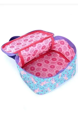 Relaxion Turquoise And Purple Rabbit Patterned Primary School Backpack Lunch Box Bag Set-TURQUOISE - 6