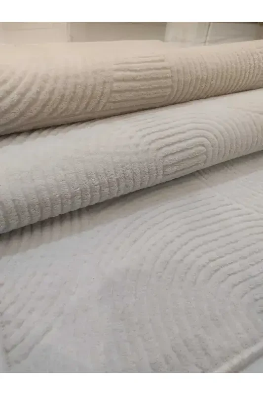 Relefsiz sirpanmaydigan zamin xonasi, zal, koridor, oshxona gilami yo'lagi krem ​​rang - MERINOS