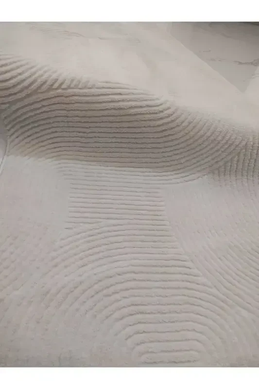 Relefsiz sirpanmaydigan zamin xonasi, zal, koridor, oshxona gilami yo'lagi krem ​​rang - 6