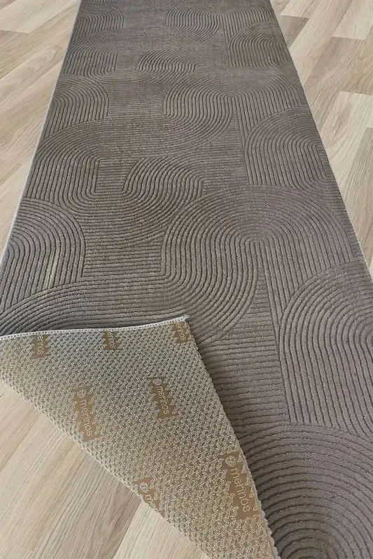 Relief Joy Beige Non-Slip Base Cut Rug Runner-Mink - 2