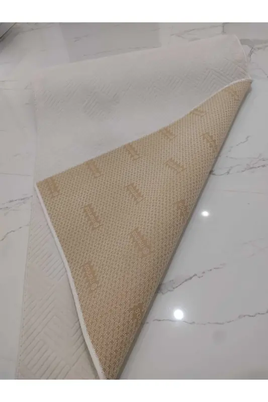 Relief Non-Slip Base Room Living Room Corridor Kitchen Carpet Runner Cream - 5