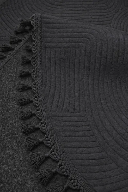Relief Oval Knitted Fringe Joy Non-Slip Washable Living Room Kitchen Hallway Runner Carpet Rug ANTHRACITE - Anthracittc1 - 3