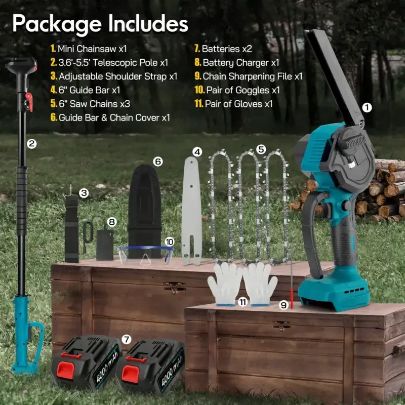 RELOIVE 2-in-1 Cordless Pole Saw & 6