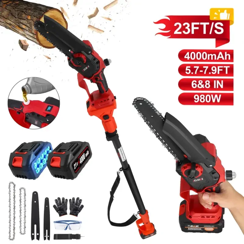 RELOIVE 2-IN-1 Cordless Pole Saw & 6