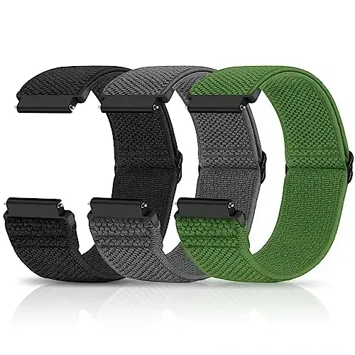 Relting Compatible with 16mm 18mm 19mm 20mm 22mm 24mm Watch Bands Quick Release Replacement Wristband,Adjustable Stretchy Nylon Solo Loop Straps Fabric Braided Sport Elastic Bands for Men Women - 1
