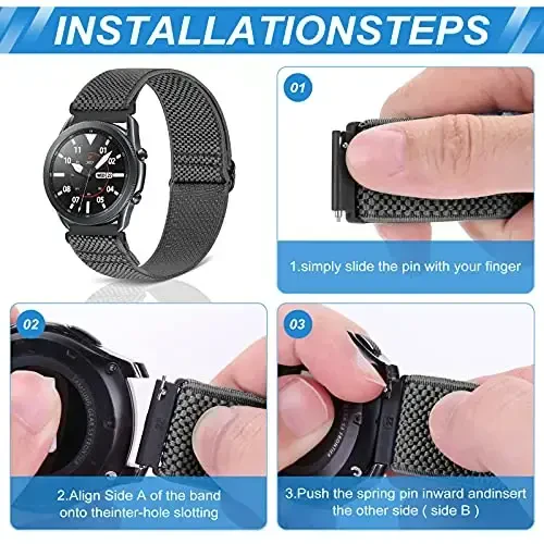 Relting Compatible with 16mm 18mm 19mm 20mm 22mm 24mm Watch Bands Quick Release Replacement Wristband,Adjustable Stretchy Nylon Solo Loop Straps Fabric Braided Sport Elastic Bands for Men Women - 3