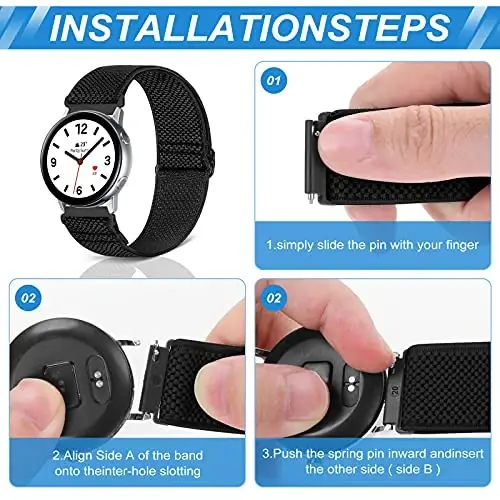 Relting Compatible with 16mm 18mm 19mm 20mm 22mm 24mm Watch Bands Quick Release Replacement Wristband,Adjustable Stretchy Nylon Solo Loop Straps Fabric Braided Sport Elastic Bands for Men Women - 3