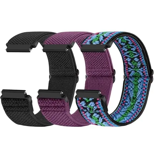 Relting Compatible with 16mm 18mm 19mm 20mm 22mm 24mm Watch Bands Quick Release Replacement Wristband,Adjustable Stretchy Nylon Solo Loop Straps Fabric Braided Sport Elastic Bands for Men Women - RELTING