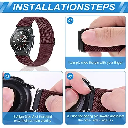 Relting Compatible with 16mm 18mm 19mm 20mm 22mm 24mm Watch Bands Quick Release Replacement Wristband,Adjustable Stretchy Nylon Solo Loop Straps Fabric Braided Sport Elastic Bands for Men Women - 3