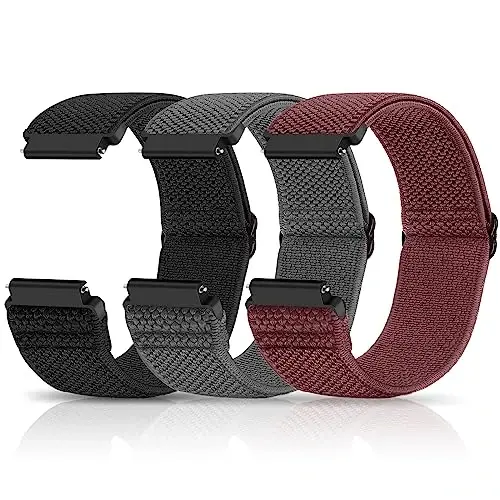Relting Compatible with 16mm 18mm 19mm 20mm 22mm 24mm Watch Bands Quick Release Replacement Wristband,Adjustable Stretchy Nylon Solo Loop Straps Fabric Braided Sport Elastic Bands for Men Women - RELTING