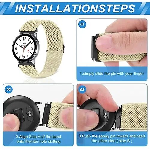 Relting Compatible with 16mm 18mm 19mm 20mm 22mm 24mm Watch Bands Quick Release Replacement Wristband,Adjustable Stretchy Nylon Solo Loop Straps Fabric Braided Sport Elastic Bands for Men Women - 3