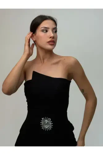 Ремень женский эластичный с серебряной пряжкой, ремень для жакета, ремень для рубашки, ремень для платья - черный - 4