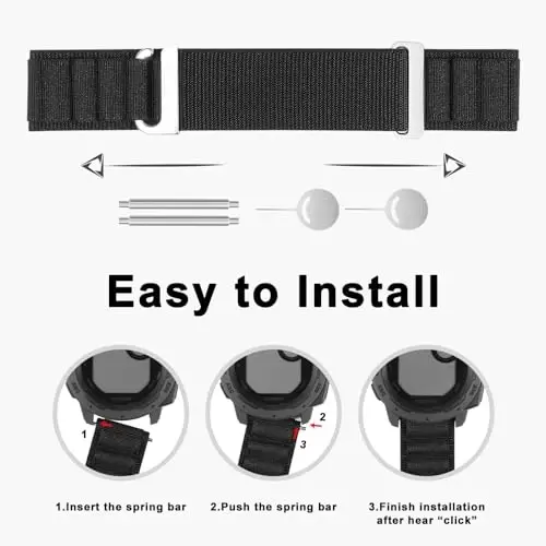 Ремешок для часов Bolesi Alpine Loop Nylon, совместимый с Garmin Instinct 2 Solar, 22 мм, мягкий, дышащий, регулируемый, с крючком C-образной формы, спортивный заменяемый ремешок для Instinct Solar/Tactical/Esports/Tide, мужской/женский - 4