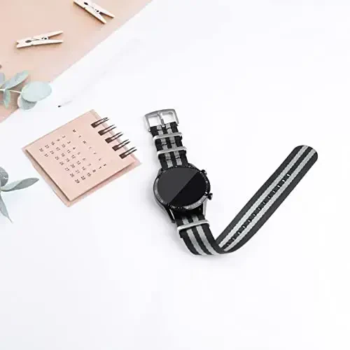 Ремешок для часов RoYiio Watch Band для ширины ушек 20 мм/22 мм. Премиум-нейлон, комфортный и дышащий, застежка из нержавеющей стали, классический нейлоновый ремешок для мужчин и женщин. - 3