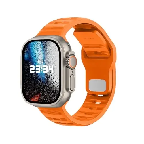 Ремешок DONEGANI UC1 для Apple Watch, женский и мужской, для Ultra 2, 40 мм, 44 мм, 46 мм, 42 мм, 45 мм, 41 мм, 38 мм, 49 мм, серии 11, 10, 9, 8, 7, 6, 5, 4, 3, спортивный силиконовый, оранжевый 